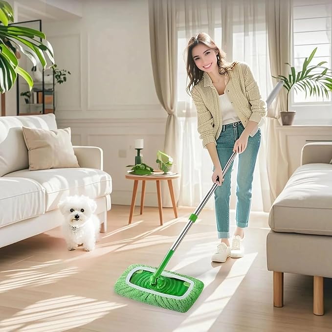 12 Pack Reusable Microfiber Mop Pads, Washable Wet & Dry Cleaning Cloths for Flat Mop, Replacement Mop Pads