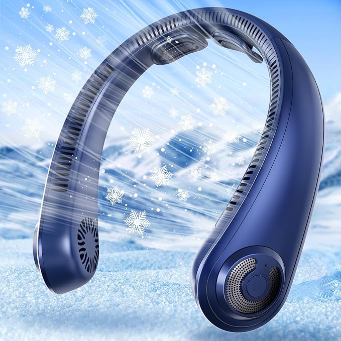 Portable Lightweight Neck Fan with Neck Support, Birthday Gifts for Men Women Dad Mom, Rechargeable Personal Wearable Cooling Neck Fans for Hot Flashes, Disneyland, Travel, Camping Essentials