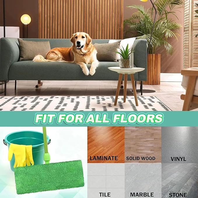 12 Pack Reusable Microfiber Mop Pads, Washable Wet & Dry Cleaning Cloths for Flat Mop, Replacement Mop Pads